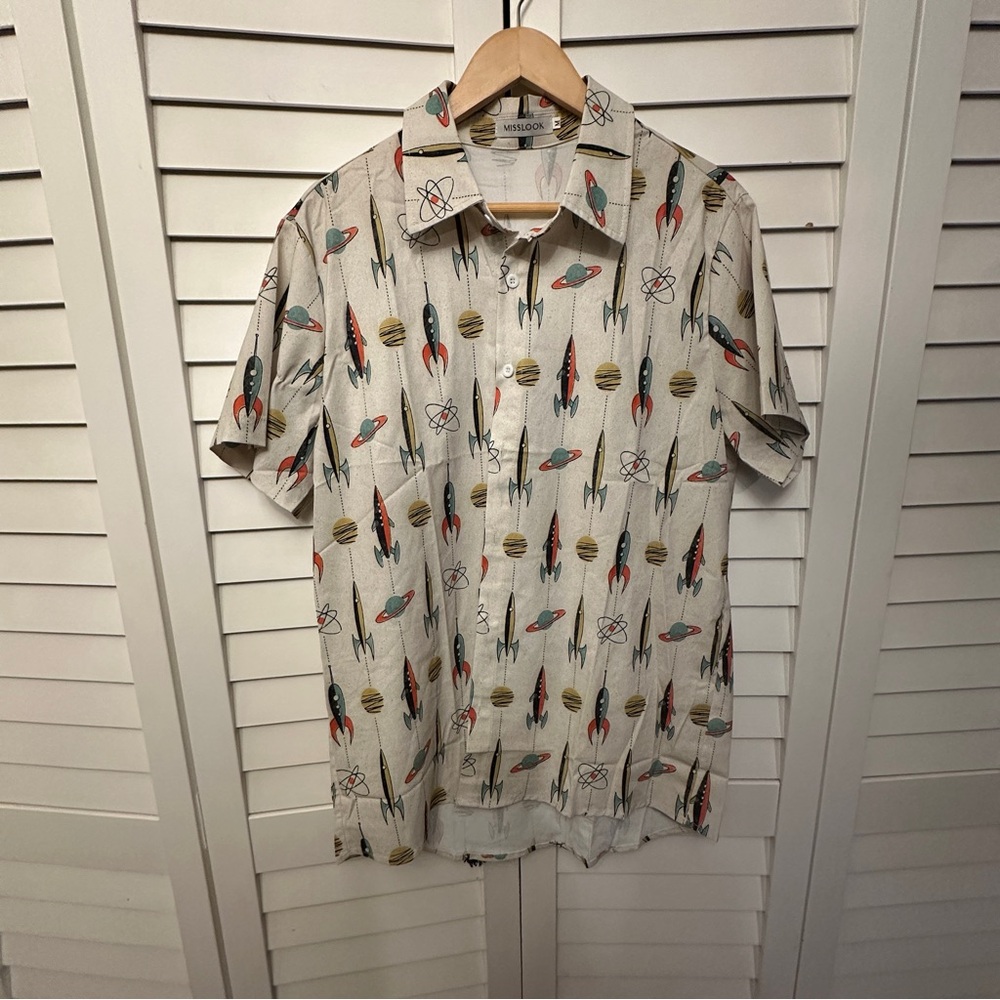 Men's Space-Themed Casual Shirt